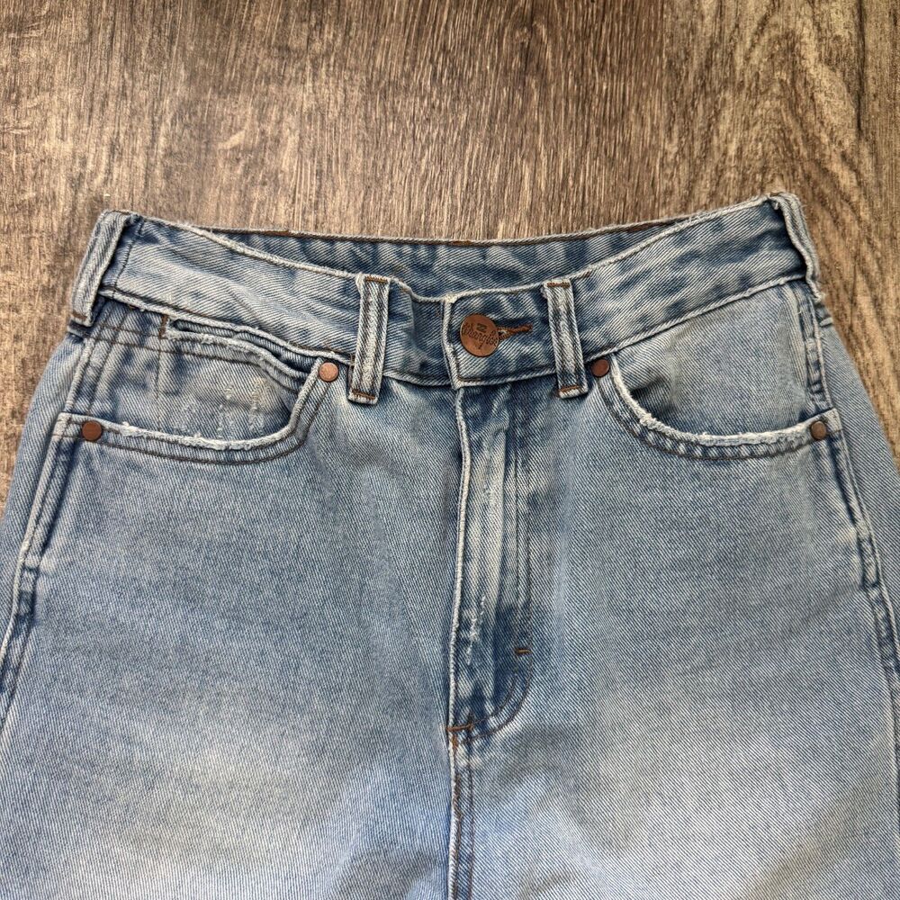 Wrangler x Billabong Womens Bell Bottom Jeans Blue Patchwork Denim- size 26 - Picture 2 of 10